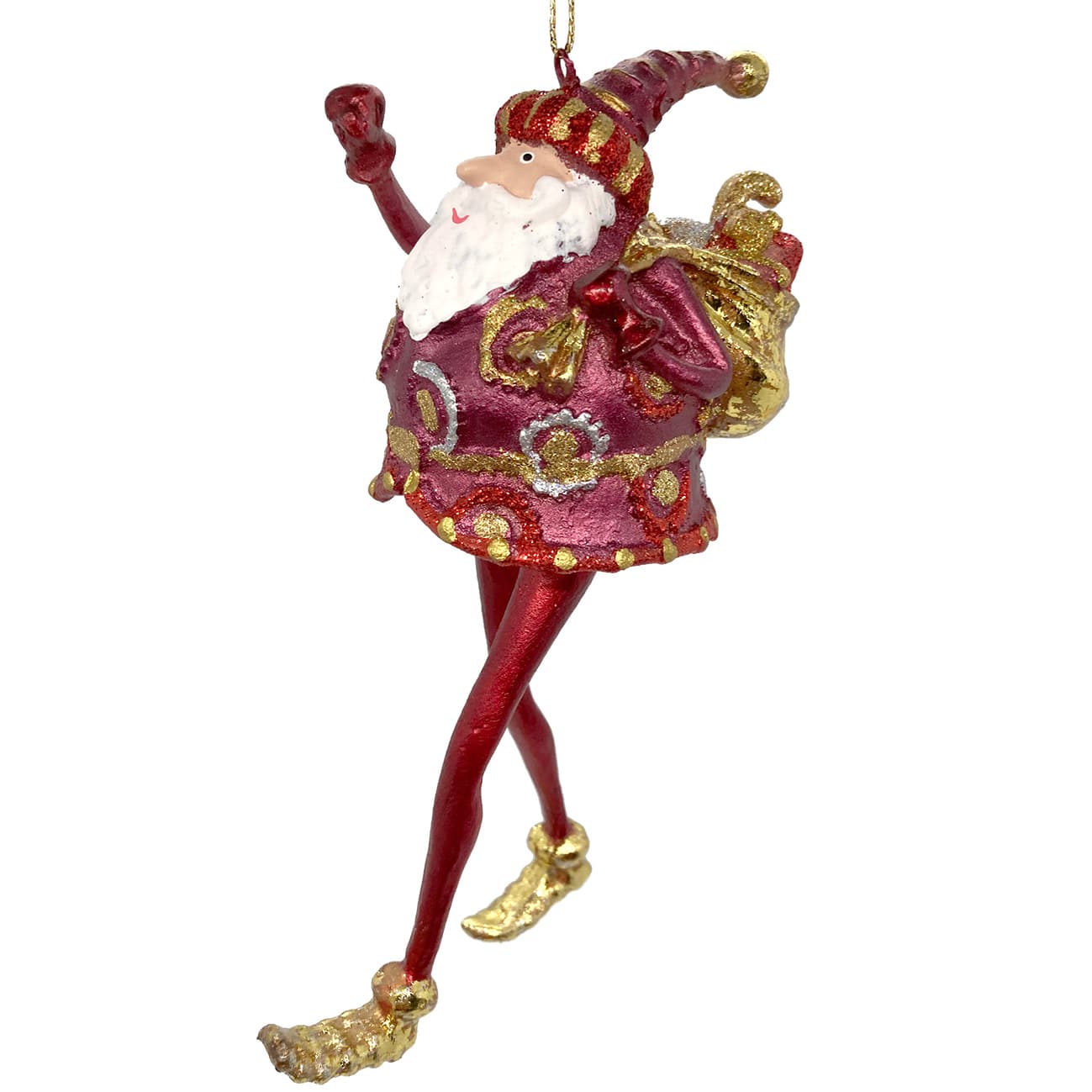 grote santa  met cadeautjes;  16.5cm roze, rood en goud