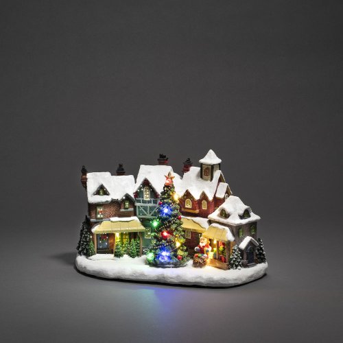 winterdorp met kerstman en grote kerstboom