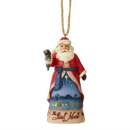 santa beeldje  met lantaarn door J.Shore met ophanglus ; voorkant