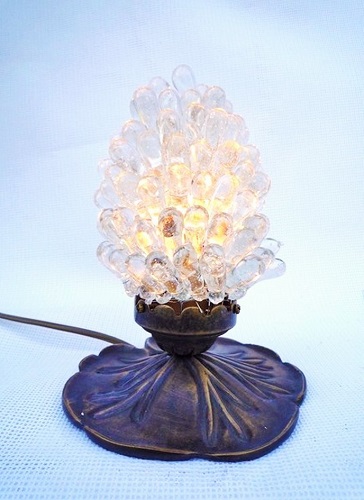 bronskleurige lampvoet , lampekap druiventros glazen parels