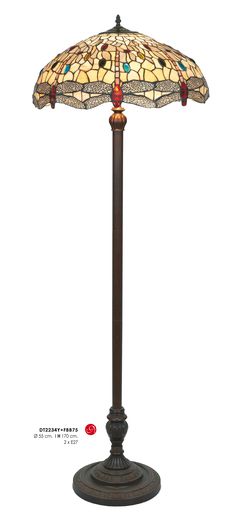 Staande lamp 170cm hoog, met tiffany lampekap diameter 55cm,