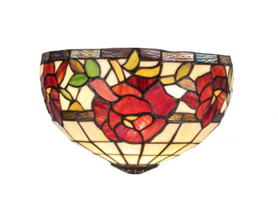 tiffany lampekap 25cm rode bloemen