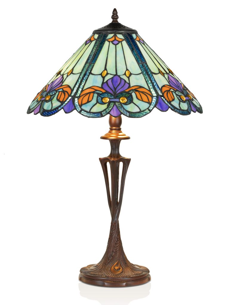 tiffanylamp 60cm hoog, met vierkante lampekap