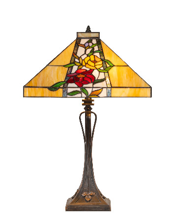 tiffanylamp vierkante lampekap met rozen