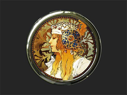 Pillbox Byzantijnse Vrouw door Mucha