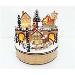 houten dorp met led en muziek