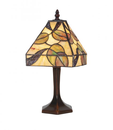 lamp tiffany, vierkante lampekap met bladmotief