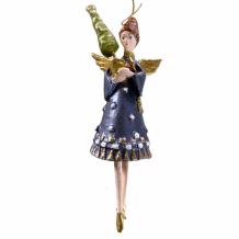 b. engel kort kleed blauw 14cm met kerstboom