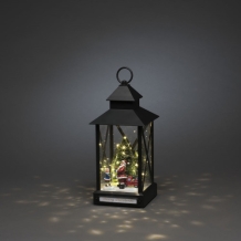 Grote lantaarn Led decor met de kerstman en kerstbomen