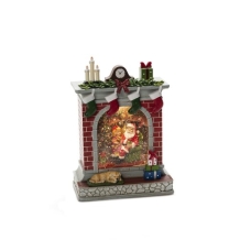 de kerstman met cadeautjes bij de openhaard; witte achtergrond