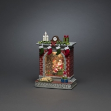 de kerstman met cadeautjes bij de openhaard