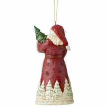 Jim Shore kerstman met kerstboom in de arm, achterkant