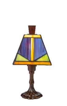 tiffanylamp klein art deco, vierkant 30cm hoog