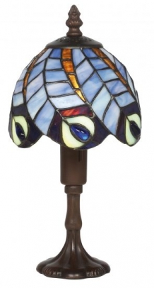 kleine tiffanylamp met blauw bladmotief