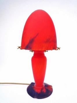 lampvoet en lampekap van rode / blauwe glaspasta