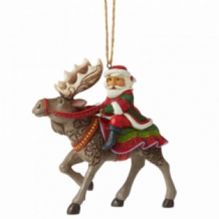 beeldje kerstman zittend op zijn rendier door Jim Shore