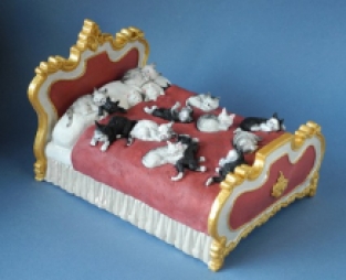 cats on a bed by Dubout
