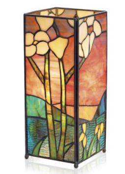 tiffanylamp 27cm hoog, vierkant, amberkleurig