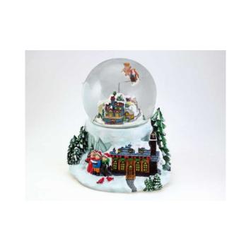 muzikale sneeuwbol met de kerstman, ronddraaiend