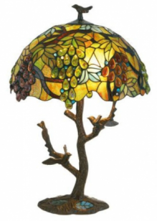 grote tiffanylamp 64cm, ovale lampekap druiven