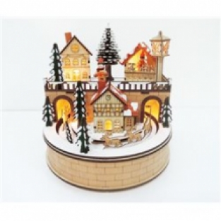 houten dorp met led en muziek