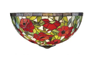 tiffany lampekap 40cm grote rode bloemen