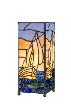 tiffanylamp 27cm hoog, vierkant, bootjes