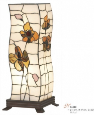 tiffanylamp 47cm hoog, breedte 14x14 kronkelende vorm